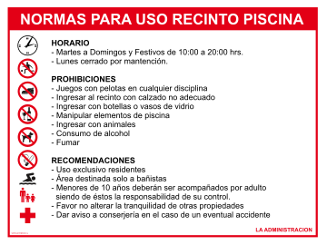 Normas para el uso de la piscina