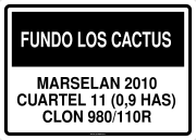 FUNDO LOS CACTUS MARSELAN 2010 CUARTEL 11 (0,9 HAS) CLON 980/110R