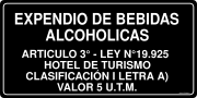 EXPENDIO DE BEBIDAS ALCOHOLICAS ARTICULO 3° - LEY N°19.925 HOTEL DE TURISMO CLASIFICACIÓN I LETRA A) VALOR 5 U.T.M.