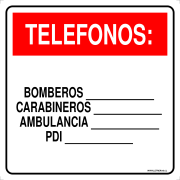 TELEFONOS: BOMBEROS ____________ CARABINEROS ____________ AMBULANCIA ____________ PDI ____________