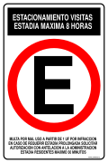 ESTACIONAMIENTO VISITAS ESTADIA MAXIMA 8 HORAS MULTA POR MAL USO A PARTIR DE 1 UF POR INFRACCION EN CASO DE REQUERIR ESTADÍA PROLONGADA SOLICITAR AUTORIZACION CON ANTELACION A LA ADMINISTRACION ESTADIA RESIDENTES MAXIMO 30 MINUTOS