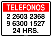 TELEFONOS 2 2603 2368 9 6300 1527 24 HRS.