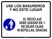USE LOS BASUREROS Y NO ESTE LUGAR EL RECICLAJE DEBE QUEDAR EN -1 NO DEJAR CAJAS NI BOTELLAS, GRACIAS