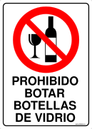 PROHIBIDO BOTAR BOTELLAS DE VIDRIO