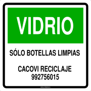 VIDRIO SÓLO BOTELLAS LIMPIAS CACOVI RECICLAJE 992756015